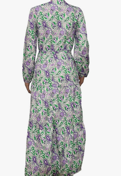 Green and Purple Paisley Maxi Dress